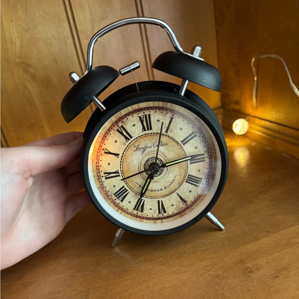 Vintage Black and Silver Alarm Clock